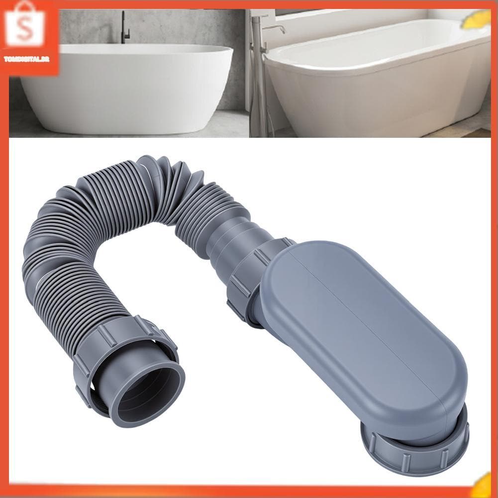tomdigital.br Kit de drenagem de banheira autônomo flexível ABS 1-1/2 polegada de baixo perfil plano P armadilha para