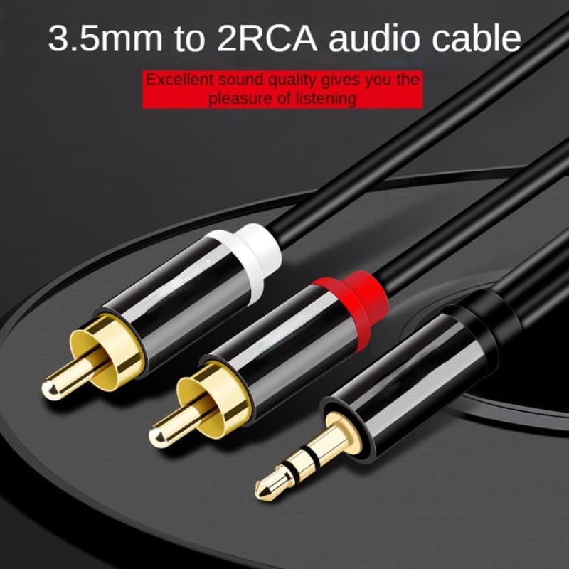 Adaptador De Áudio RCA Macho Para Aux 3.5mm Cabo HiFi Som Fone De Ouvido Jack Concha De Metal Estéreo Y Divisor Pigfly
