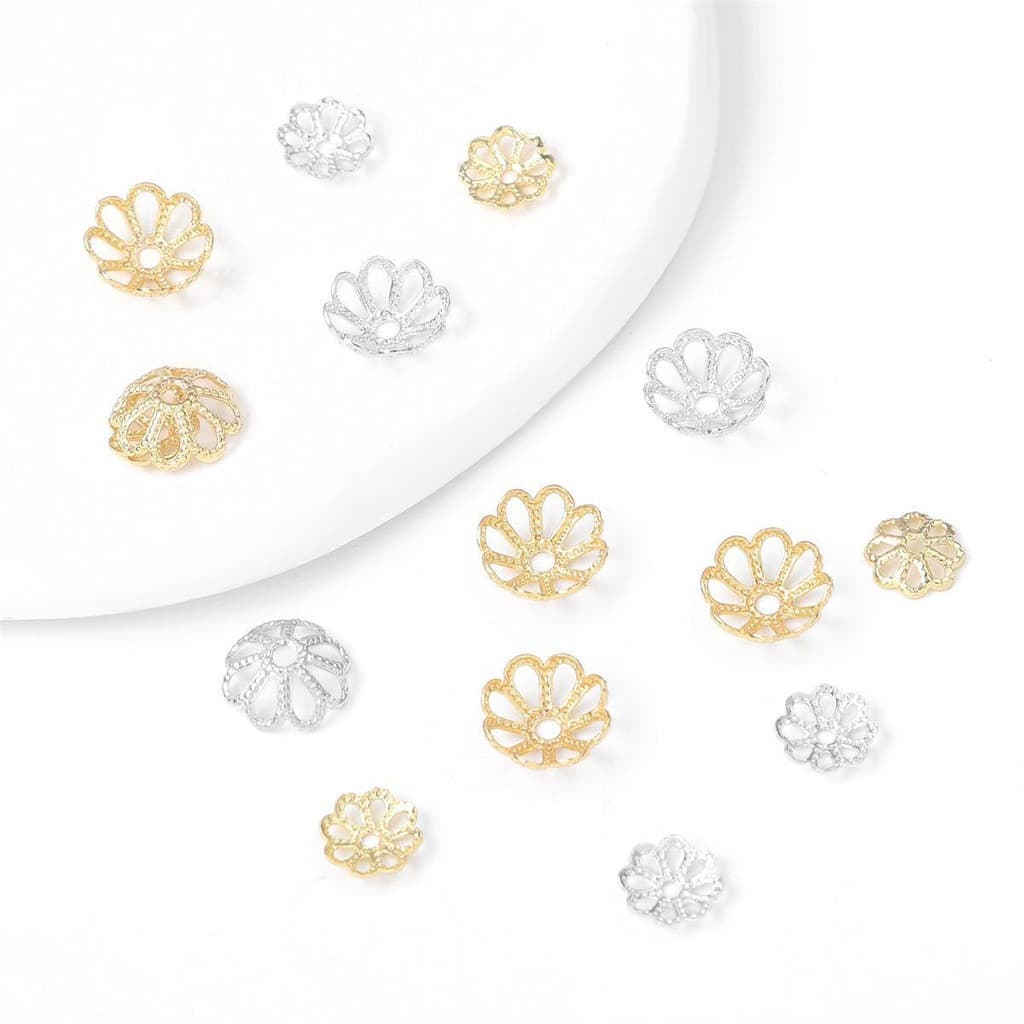 Acessórios de Joias 14K Folha de Ouro Base de Flor Separador de Contas DIY Materiais de
