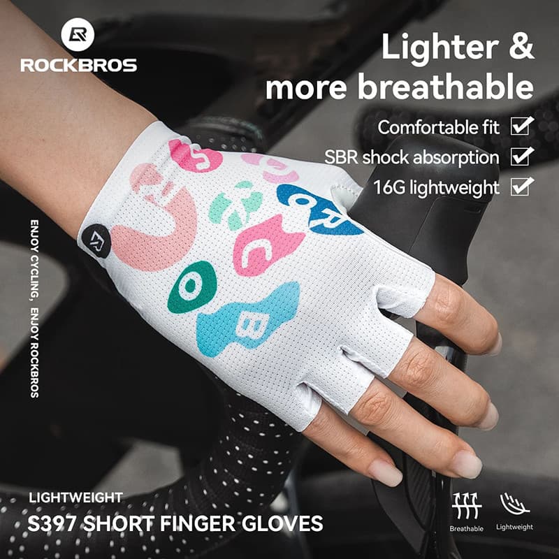 ROCKBROS Luvas De Ciclismo Meio Dedo Feminino Verão Respirável SBR Acolchoado Absorção De Choque Antiderrapante MTB Bici
