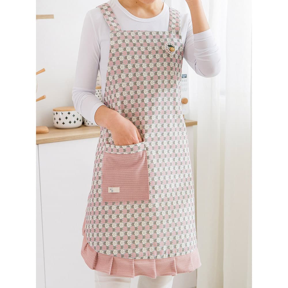 Moda versão coreana avental Floral feminino cozinha doméstica cozinhar cintura verão respirável à prova de óleo pequeno
