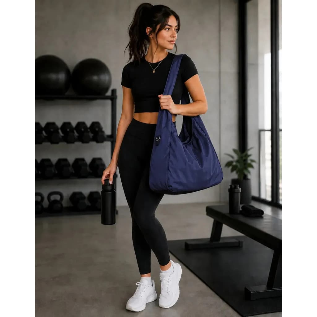 Bolsa Feminina Academia Grande Ombro Viagem Fitnes Esportiva Cinza