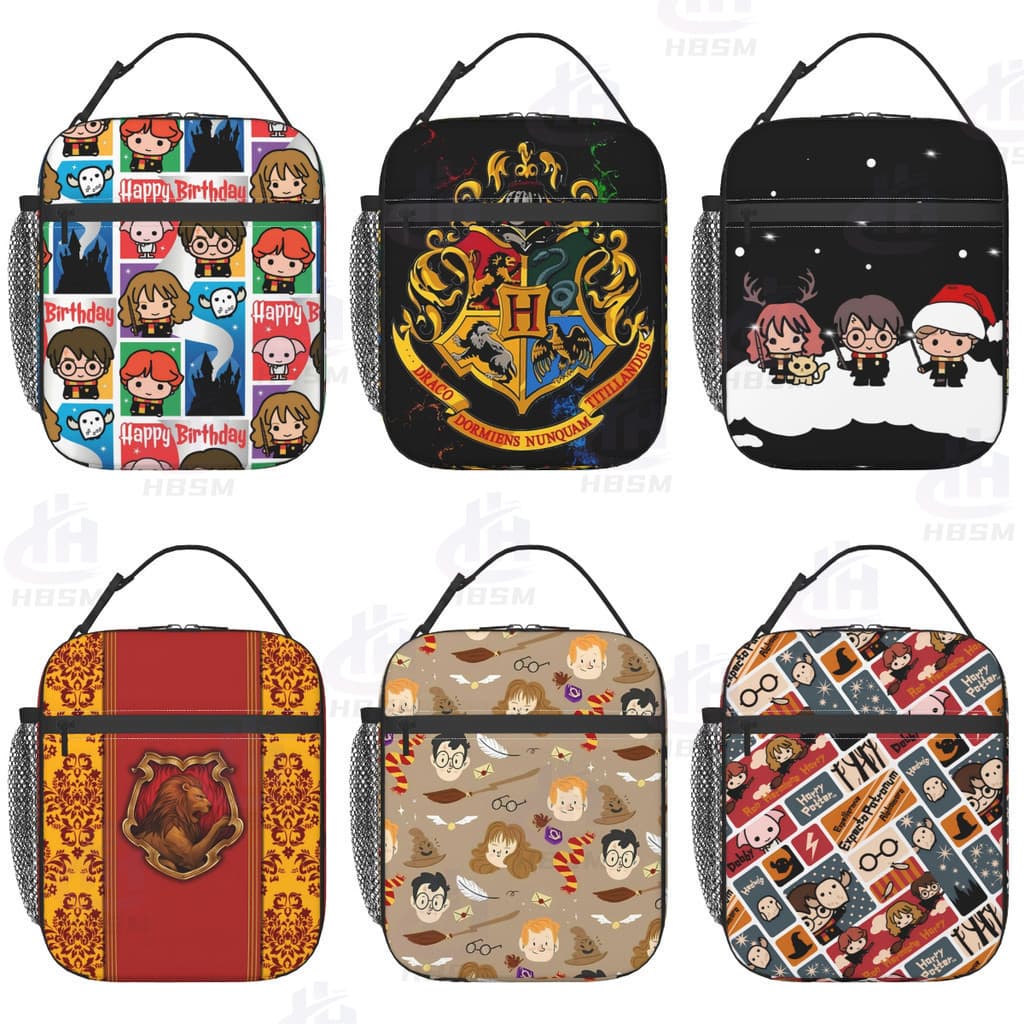Bolsa Térmica Portátil Unissex Harry Potter, Bolsa para Estudantes, Bolsa para Almoço para Trabalho e Piquenique KR4B