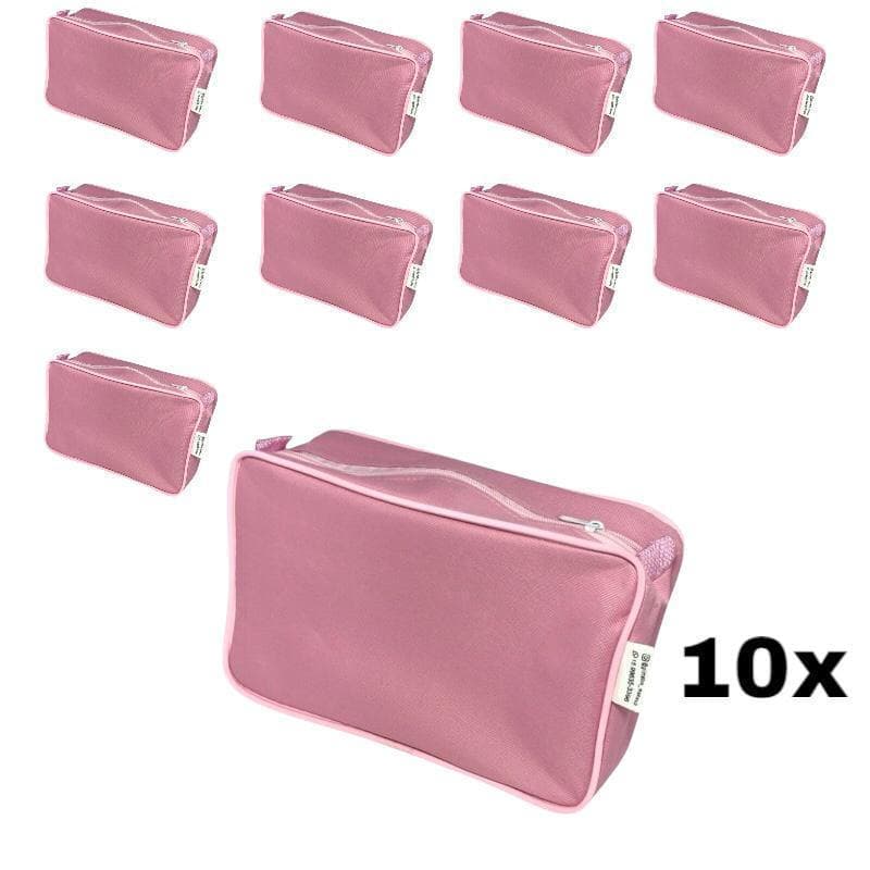 Kit com 10 Necessaire INTEIRA NAILON ROSA 23x15 (tecido)