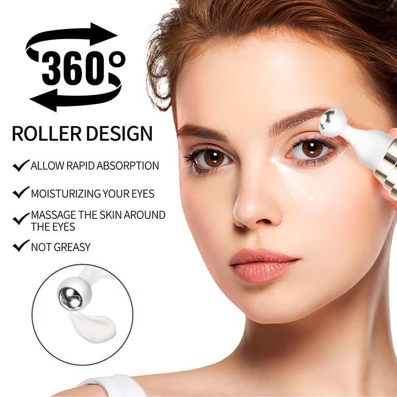 Sérum para Olhos com Cafeína e Esfera de Massagem - Anti-Olheiras, Inchaço e Linhas Finas, Hidratante e Firmador