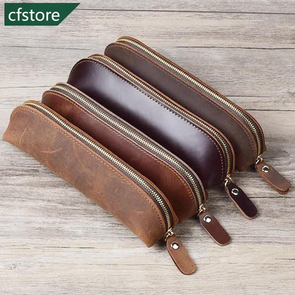 CFSTORE 1Pc Retro Estilo Saco De Lápis De Couro P8Y2