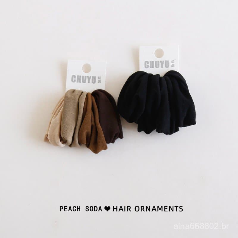 Cor de café com leite suave~ Elástico de cabelo sem costura com borda larga, simples, de alta elasticidade e espesso, ac