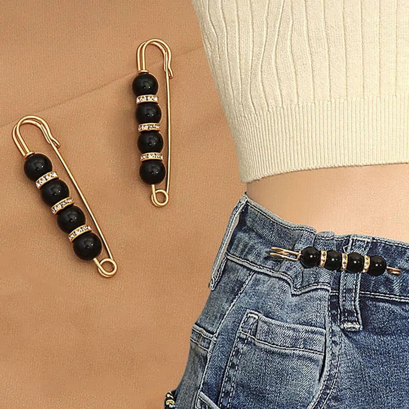 Kit De 2 Peças Clipe Cincher De Cintura Ajustável Com Decoração De Pérolas Antiderrapante Feminino
