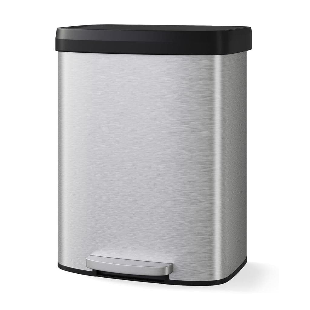 Lixeira Garvee de Aço Inoxidável com Tampa, 16 Galões/60 Litros, Lixeira Grande para Cozinha, Lixeira de Metal com Pedal