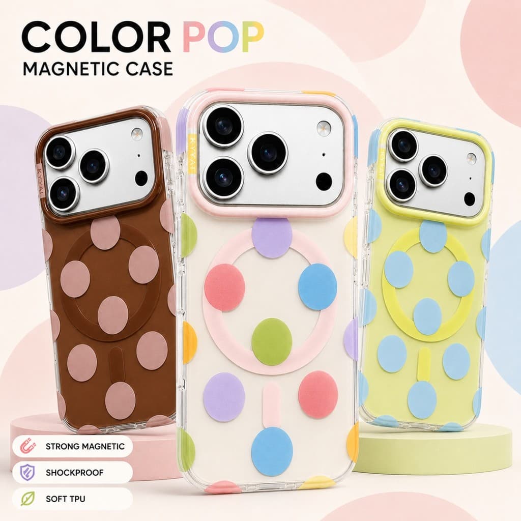Bonito Arco-Íris Ponto Magnético Caso Para iPhone 14 15 16 17 Pro Max Colorido IMD Claro À Prova De Choque Capa De Telef