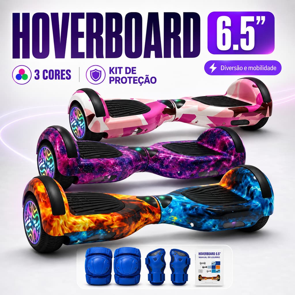 Hoverboard 6,5” Smart Balance Skate Elétrico com Autoequilíbrio para Passeio e Uso Recreativo
