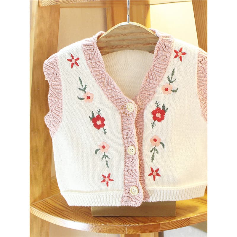 Versão coreana bebê primavera outono colete menina bebê Super elegante estilo Mori colete de malha menina Cardigan prima