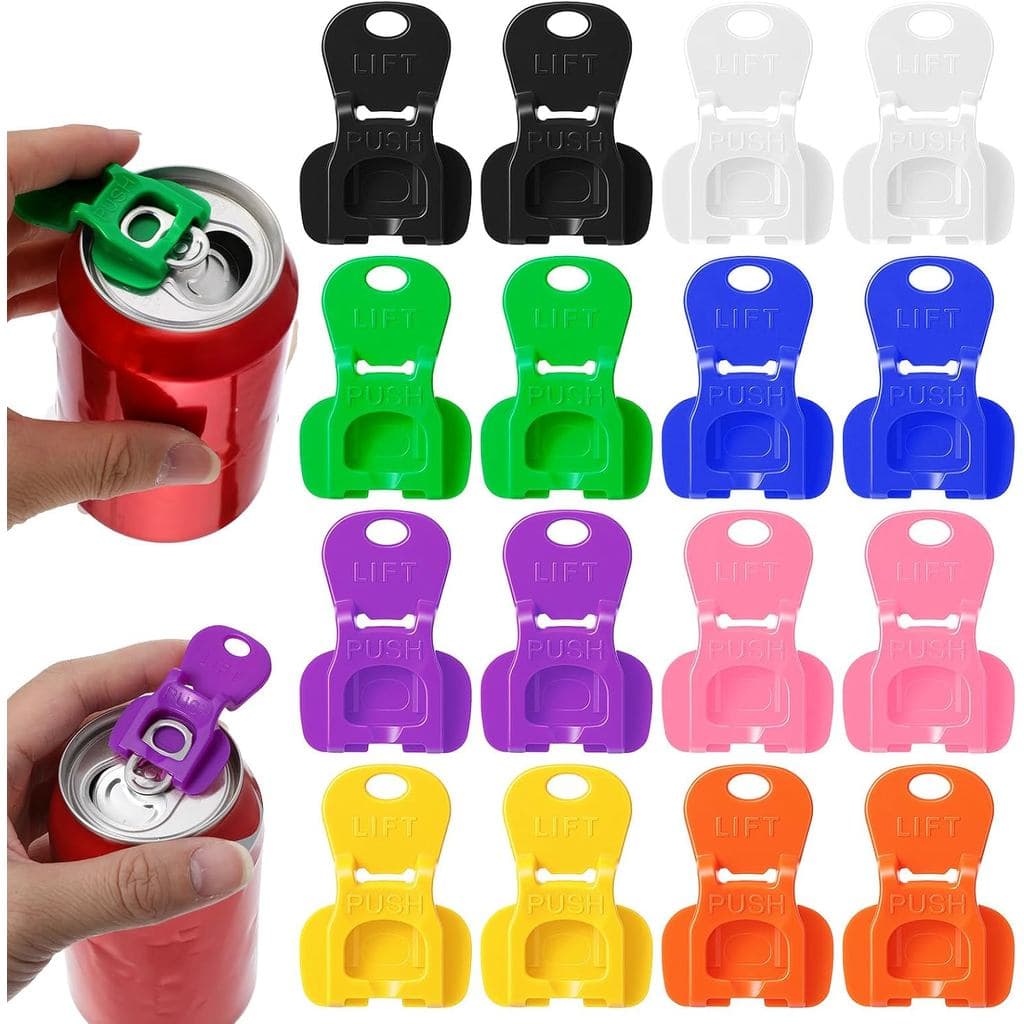 16 Peças de Abridores de Latas Coloridos, Tampas Protetoras Reutilizáveis para Latas de Refrigerante, Abridores de Latas