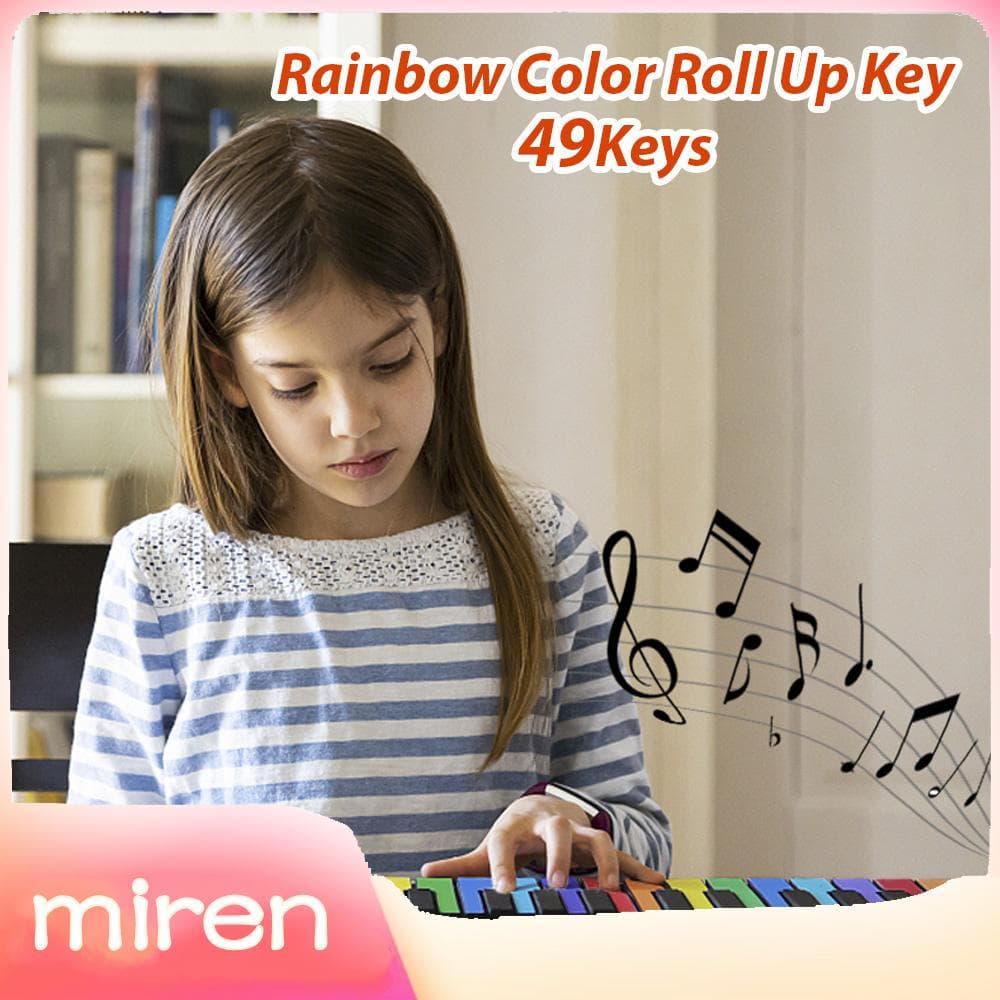 miren.br Teclado Roll Up de 49 teclas Piano Portátil e Dobrável Digital com Bateria Recarregável Presente para Crianças