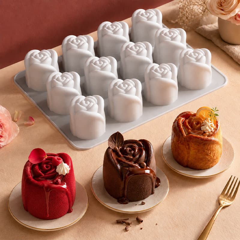 Cross-Border novo estilo 12 rosa criativo diy casa Mousse francesa grau alimentício Silicone Chocolate sabão molde