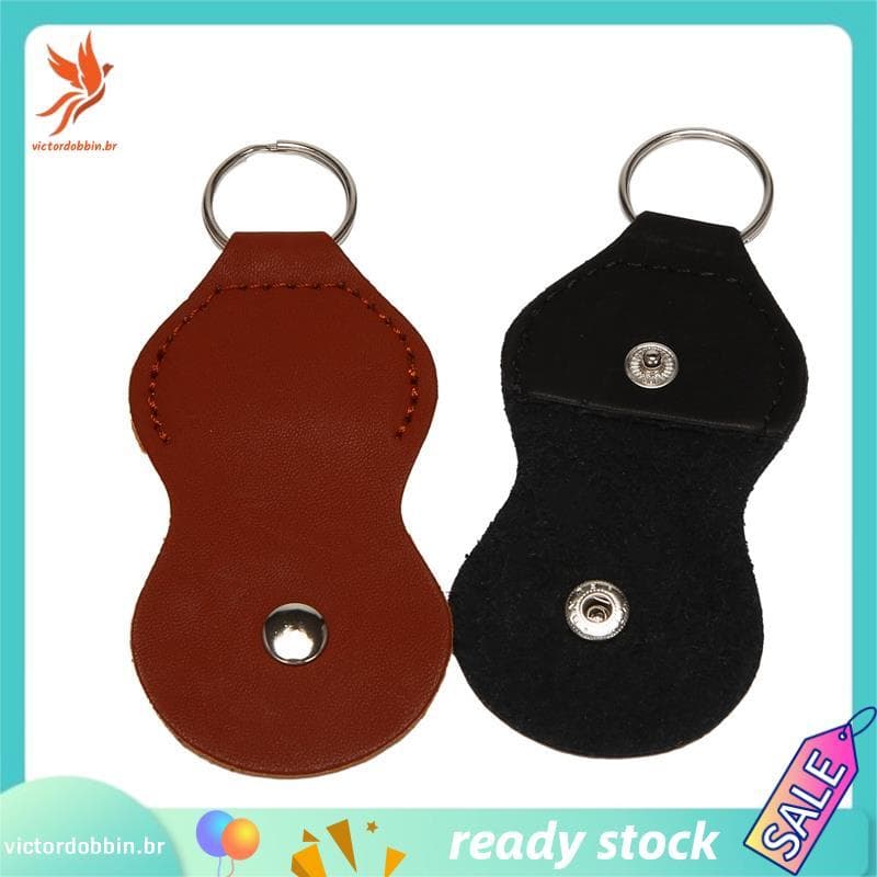 [victordobbin.br] Estojo Porta Palhetas De Guitarra – Bolsa De Couro Para Chaves De Palheta Chaveiro (2 Pacotes-Preto ,