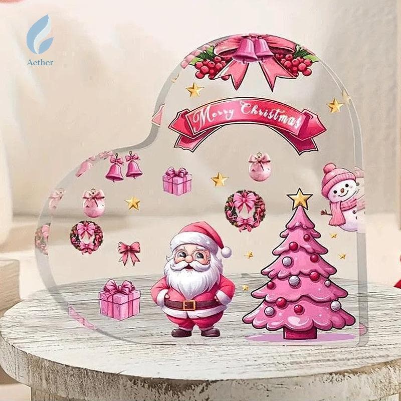 Aether Atmosfera De Natal Coração Acrílico Ornamento Decoração De Mesa Suporte Transparente Novo