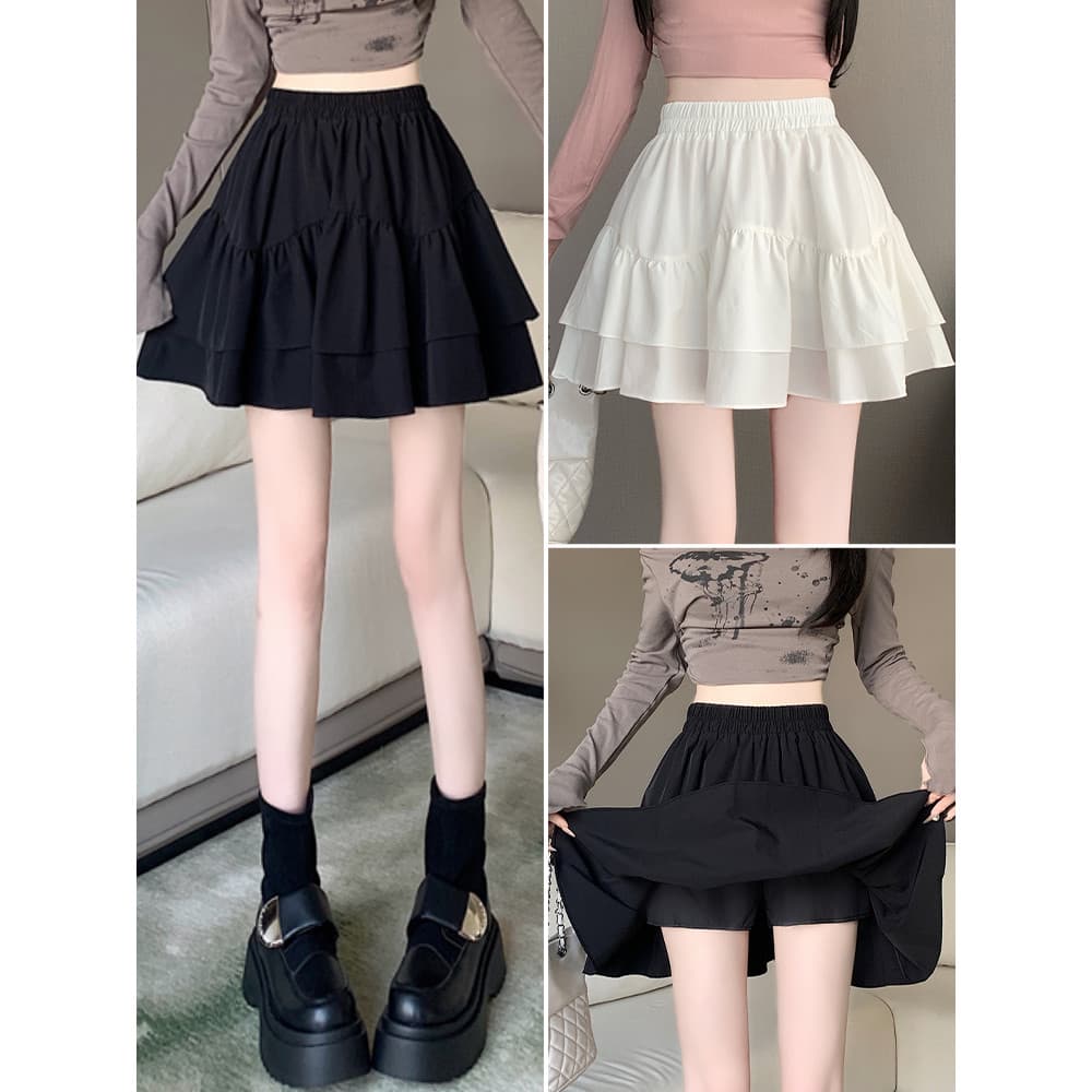 Saia de bolo de cintura alta saia de meio comprimento feminina verão 2026 novo estilo meia saia curta Pettiskirt guarda-
