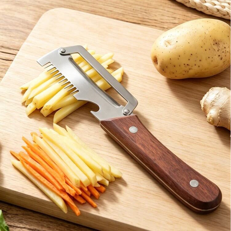 Descascador 3 em 1 para Cozinha Doméstica, Ferramenta Multifuncional de Aço Inoxidável para Desfiar Cebolinha, Gengibre,