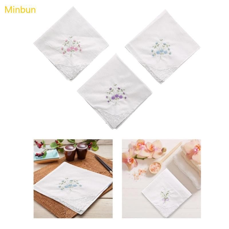 Lenços Femininos Minbun Floral Borda Renda Lenço Para Festa Casamento