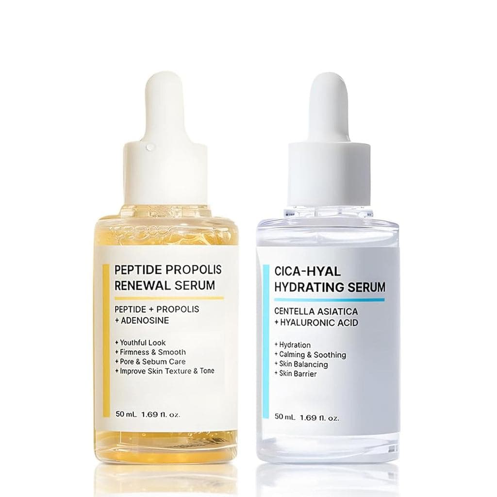 Sérum Hidratante Renovador de 50ml, Sérum Renovador com Peptídeos e Própolis, CICA, Ácido Hialurônico, Peptídeos e Própo