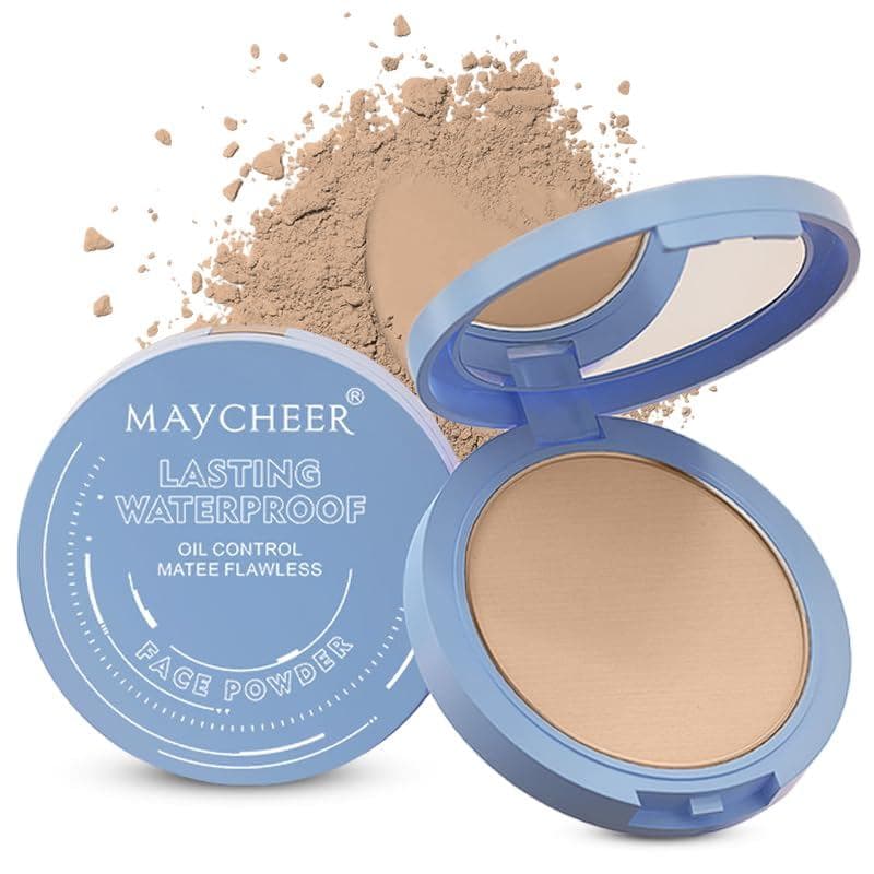 Pó Facial Maycheer, Pó Fixador Maycheer, Pó Compacto Absorvente de Óleo à Prova d'Água e de Longa Duração para o Rosto (