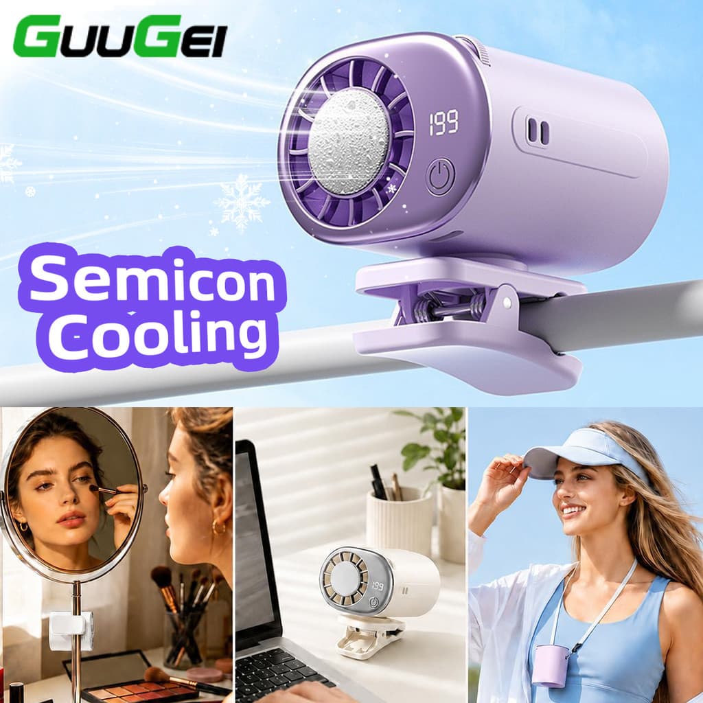 Guugei Ventilador Portátil Cintura Clip-on Semicondutor De Refrigeração Silencioso Mini Ajustável De 199 Velocidades