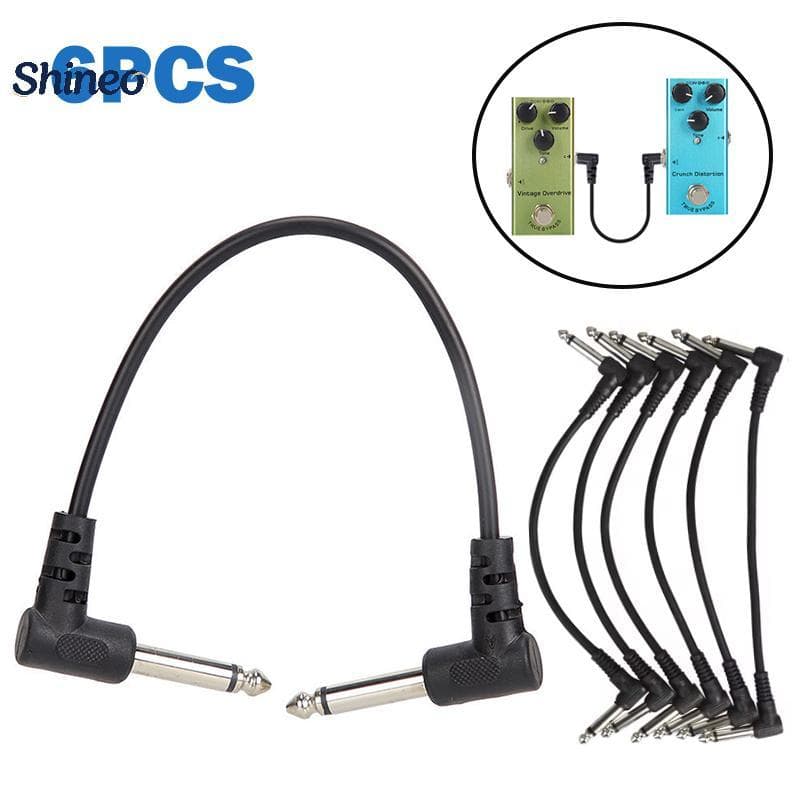 SHINE 6Pcs Cabo De Pedal De Efeito De Guitarra Plugue De Ângulo De 6.35 Mm Blindado Sem Ruído Para Pedais Acessórios Ins