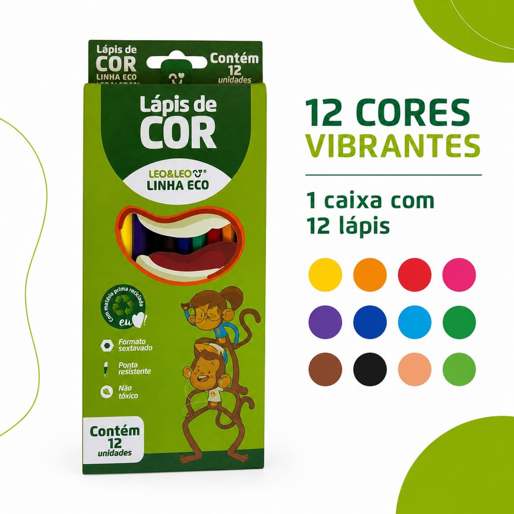 Lapis De Cor 12 Cores Eco Sextavado Leo Leo Lapis De Colorir