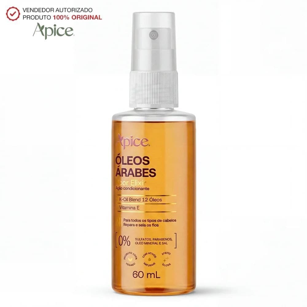 Óleo Árabe Noor Elixir 60ml Ápice / Ação Condicionante - Efeito Glass Hair com Perfumaria de Nicho!