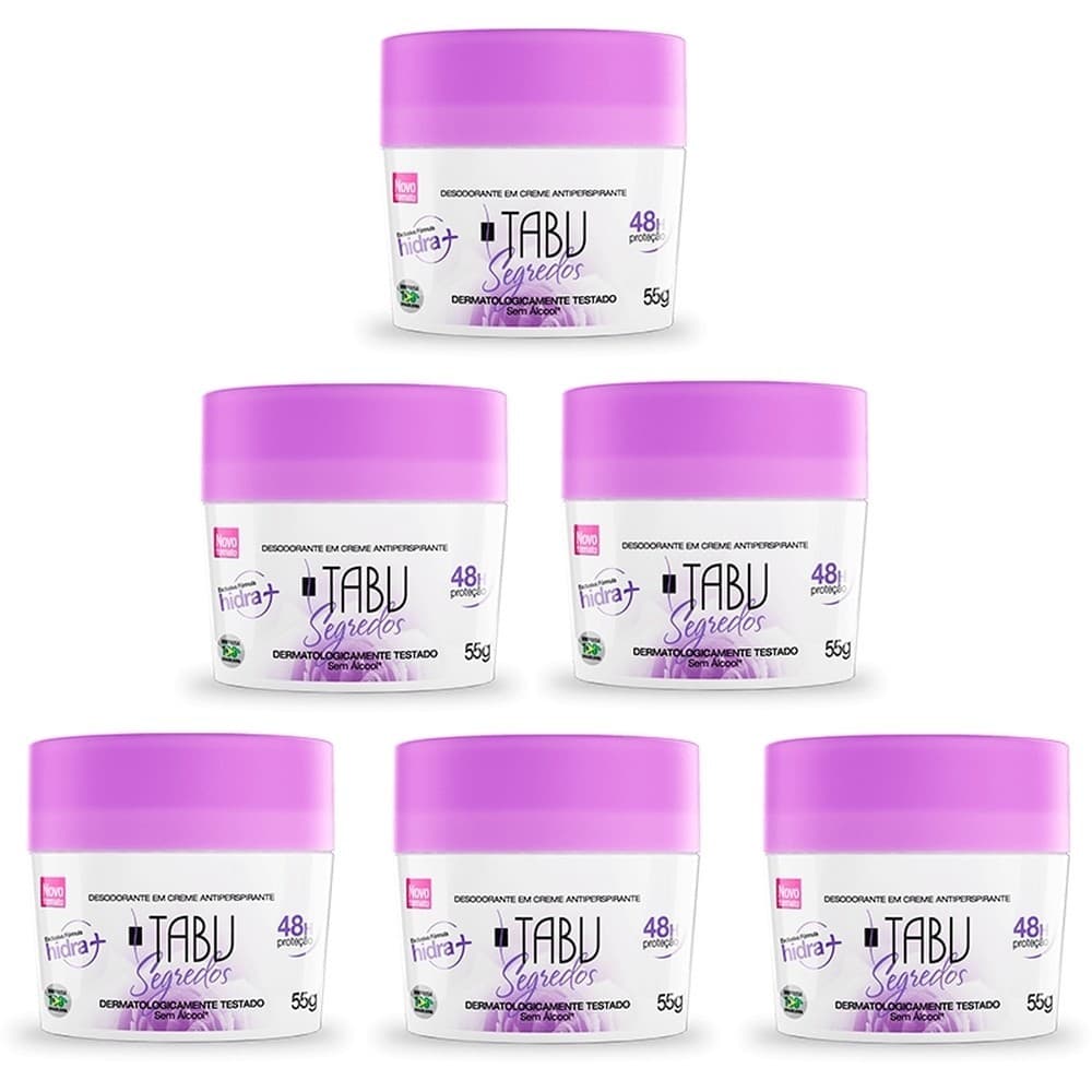 Kit 12 unid - Desodorante Creme Antitranspirante Tabu Segredos 55G