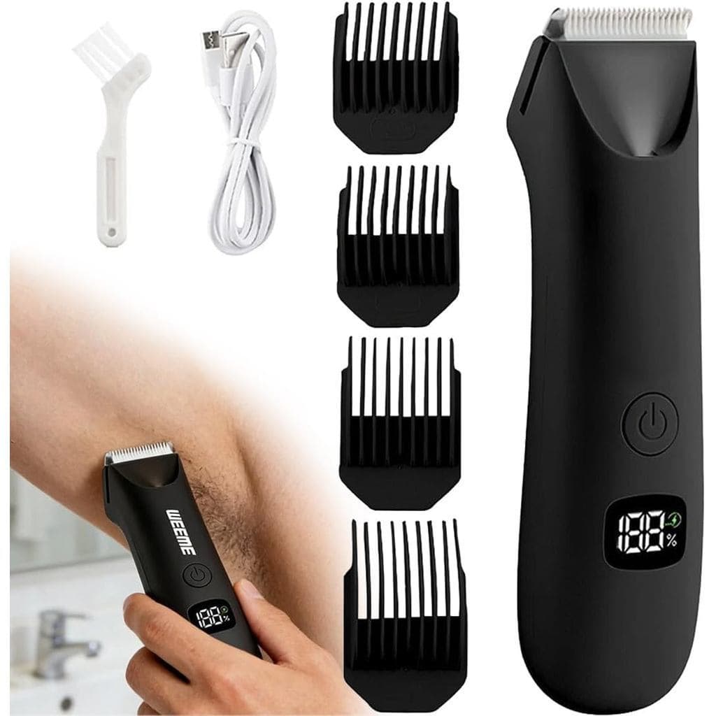 Aparador de pelos corporais masculino, equipado com 4 pentes, barbeador elétrico para aparar pelos púbicos, barbeador se