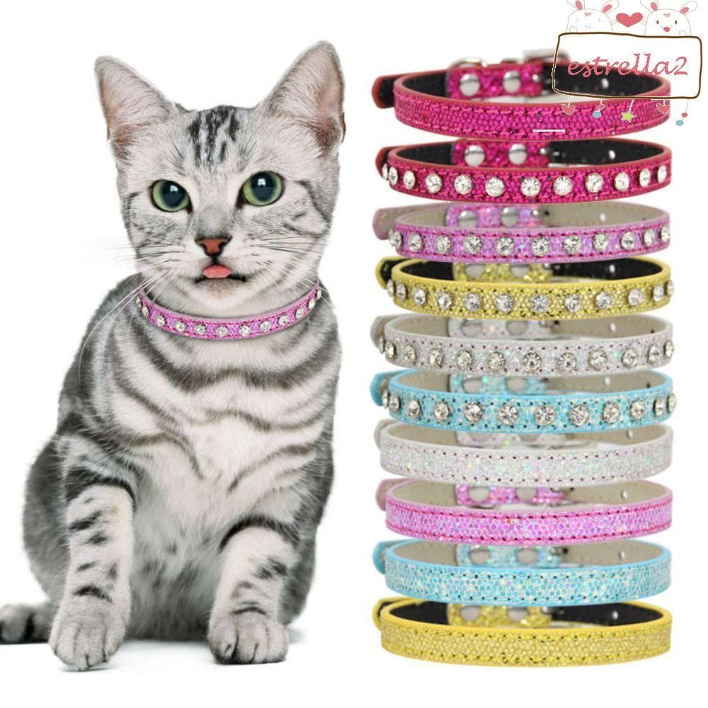 Coleiras Para Gatos Com Strass AESTRELLA Bling , Coleira De Gato E Diamante De Couro Reflexivo , Super Brilhante