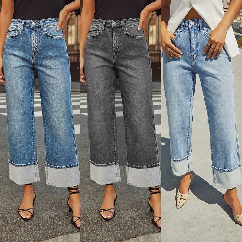 2025 primavera elástico Jeans retos feminino qualidade Retro Curling calças de cintura alta