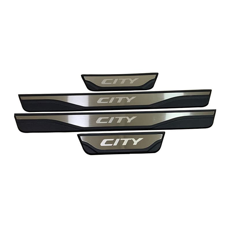 Aço Inoxidável Guarnição de Soleira Proteção de Porta de Carro para Honda City, Conjunto de 4 peças