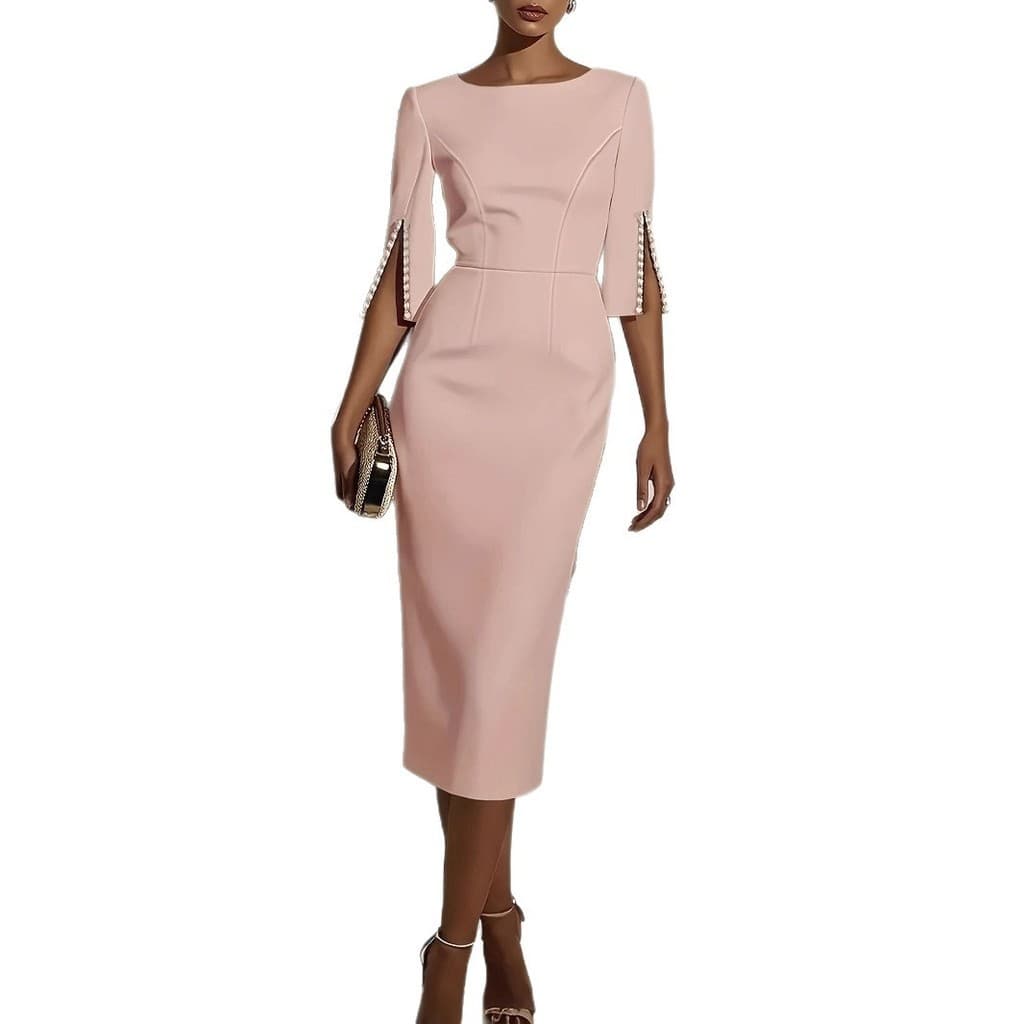 Vestido elegante Slim fit de cor sólida roupas femininas