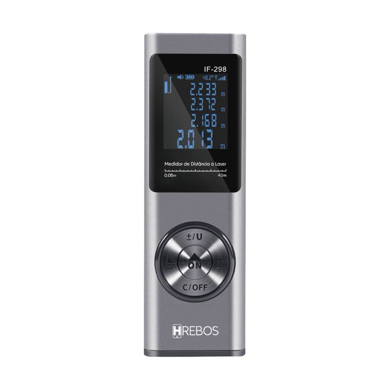 Hrebos – Trena Laser IF-298 80m Alta Precisão ±2mm | Tela LED com Nível Eletrônico e Bateria Recarregável