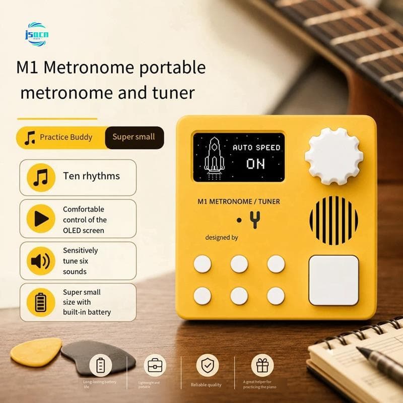 Tela OLED M1 Mini Afinador De Metrônomo Eletrônico Suporte 10 Ritmos Para Guitarra Bateria Piano Recarregável