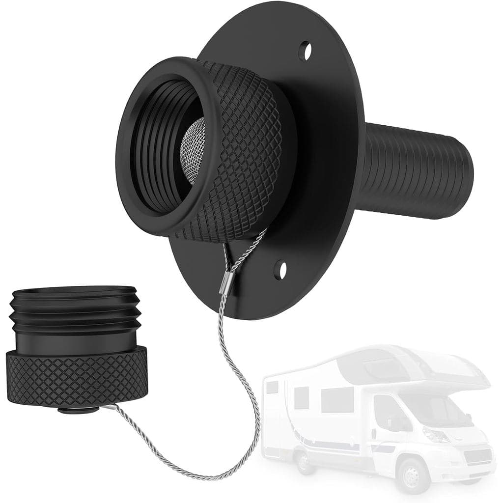Entrada de água para RV com válvula de retenção, totalmente em metal, 3/4" GHT fêmea + 1/2" NPT macho, flange de 3", fil