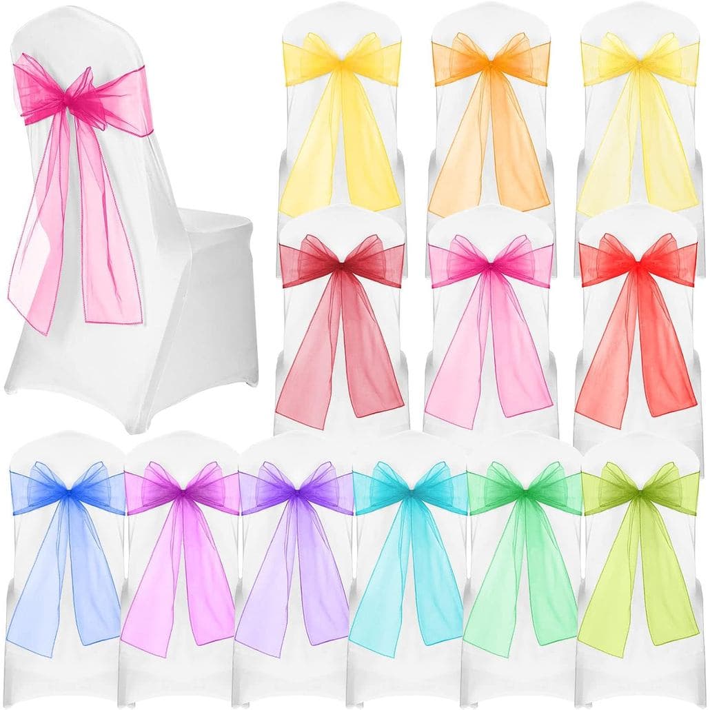 Panelee 36 Peças Laços Elegantes de Organza em Cores Variadas, Laços de Tecido Transparente em Tons Pastel e Arco-íris p