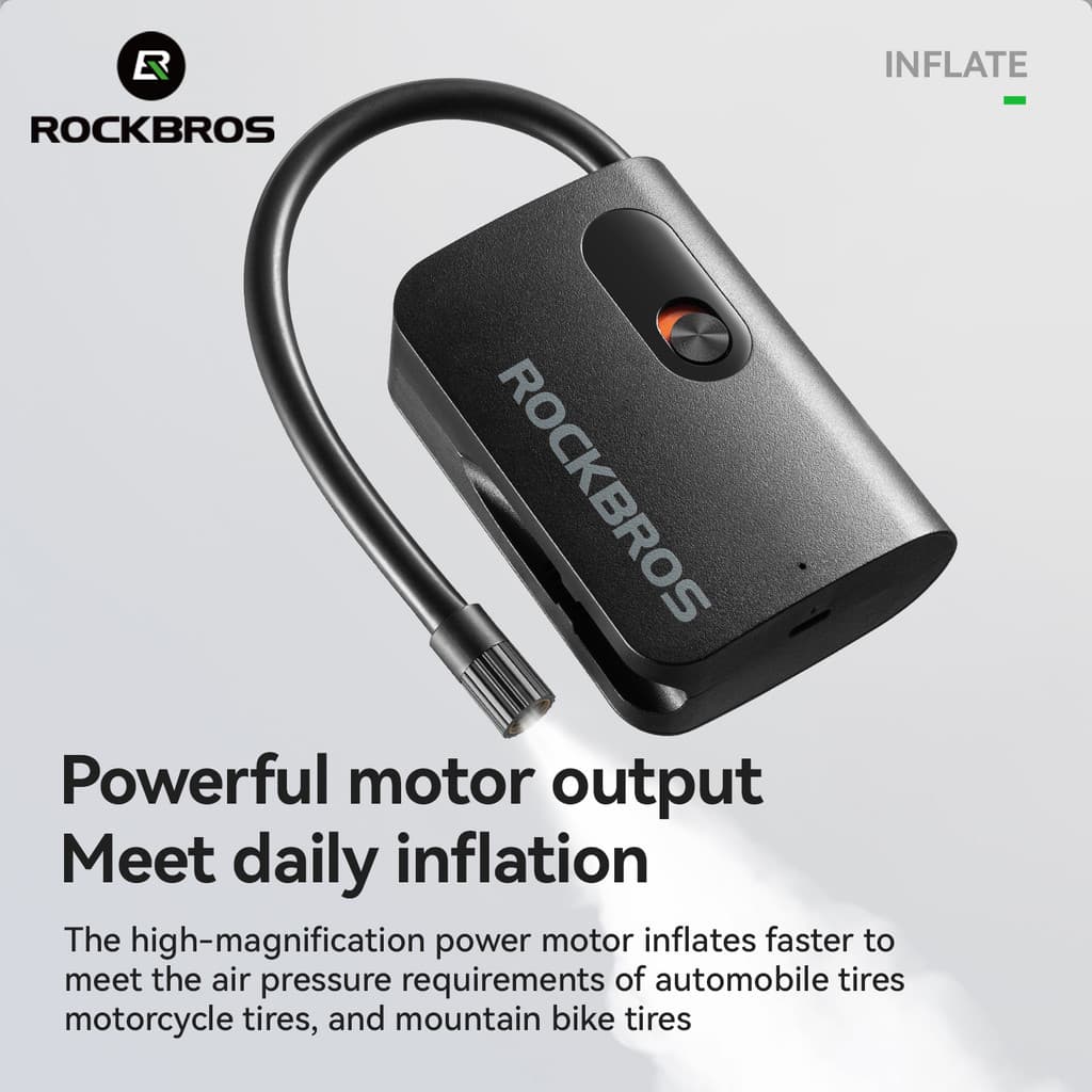ROCKBROS Mini Bomba Elétrica 70PSI Sem Fio Inflação Rápida AV/FV Leve Compacta MTB Bicicleta De Estrada Motocicleta Infl