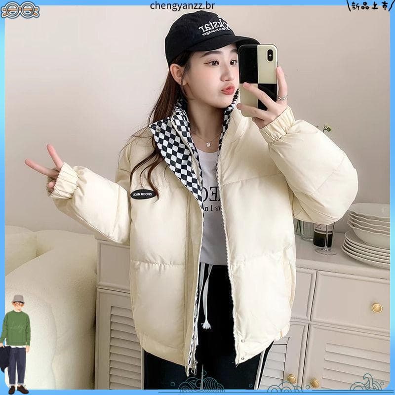 Jaqueta acolchoada novo estilo feminino inverno nicho Design Casual engrossado quente gola alta jaqueta acolchoada versã