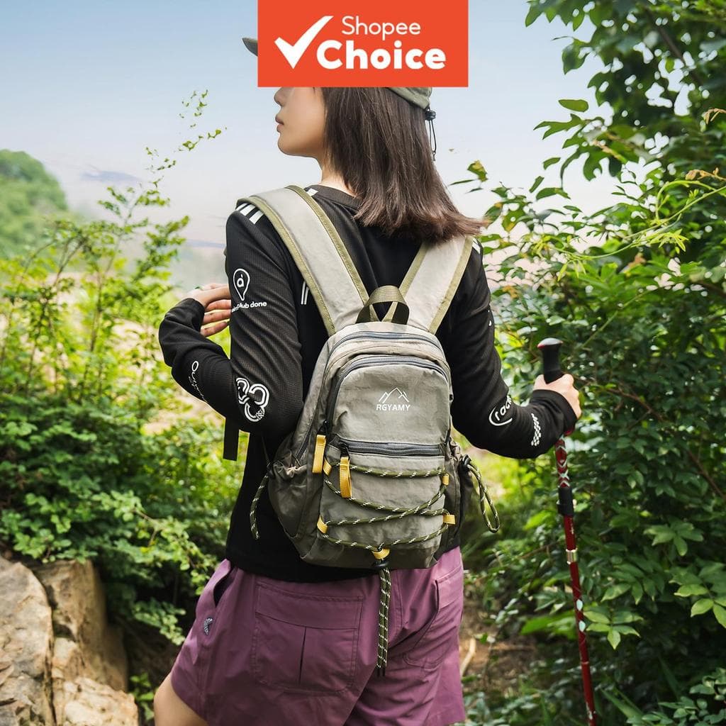 Mochila de Trilha Mini Leve e Moderna com Cordão Elástico, Impermeável, Nylon, Alça de Malha Respirável, Ideal para