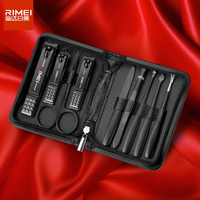 Conjunto de corta-unhas Jinrimi de 9 peças, cortador de unhas, cortador de pele morta, alicate bico de águia, corta-unha