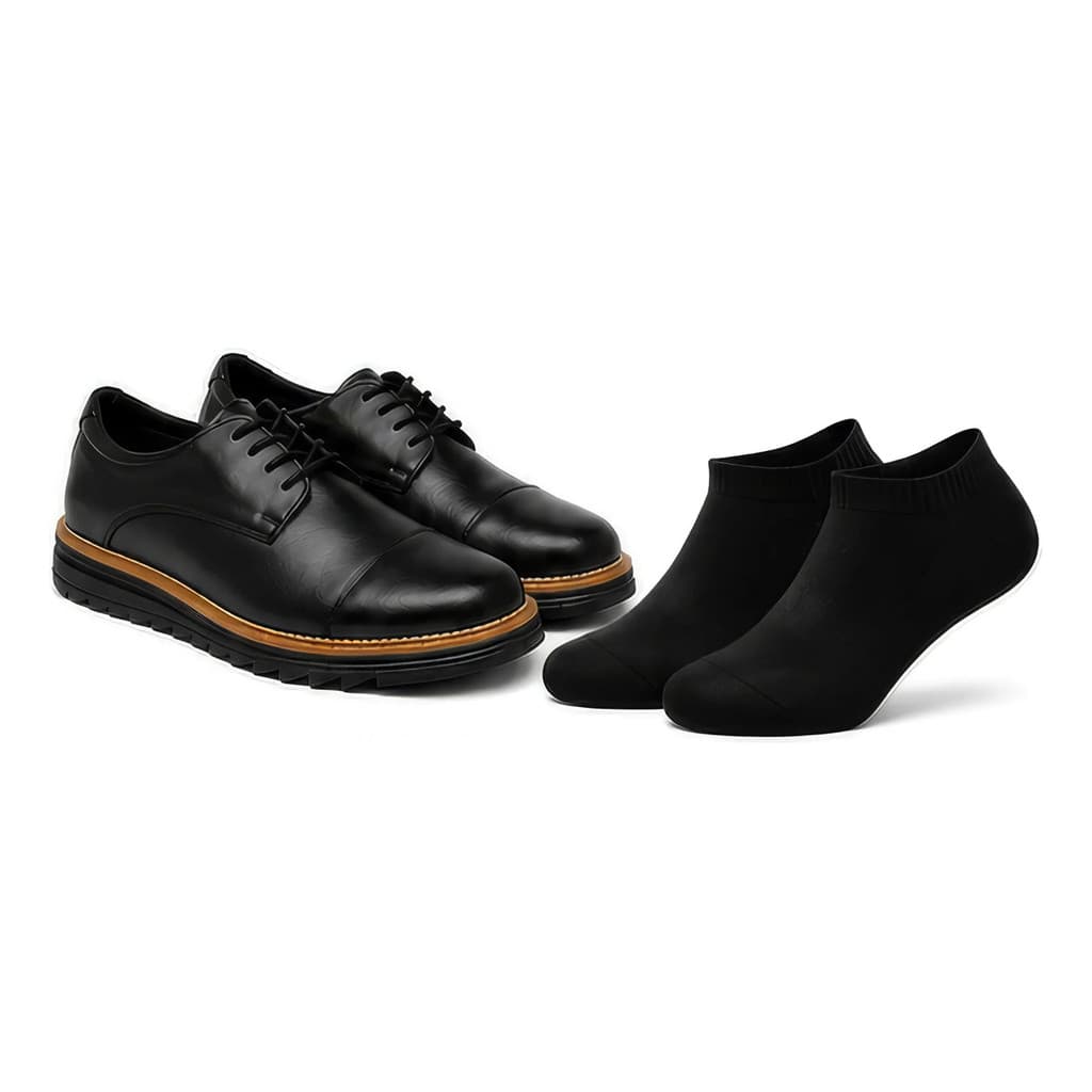 Kit Mocassim Social Masculino Meia Casual Dockside Loafer Couro Sintético Premium Oxford Leve Macio