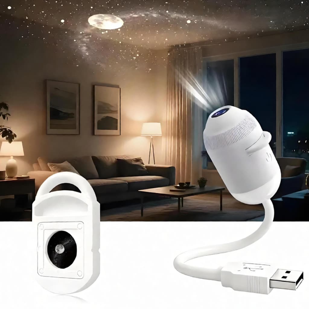 Mini Luminária Projetor de Galáxia LED 2 em 1 Luz Noturna Quarto Infantil Decorativo Rotação Presente