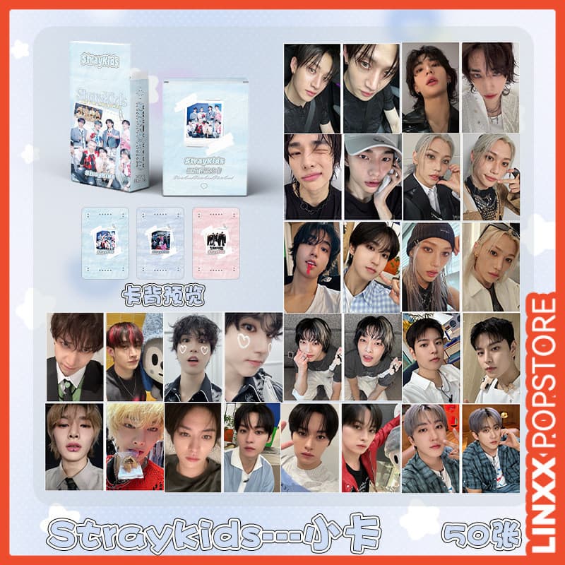 LINXX 50/55pcs Stray Kids K-Pop Boy Group Selfie Lomo Cards Set Com Laser Holográfico HD Imagens Mini Cartões Fotográfic