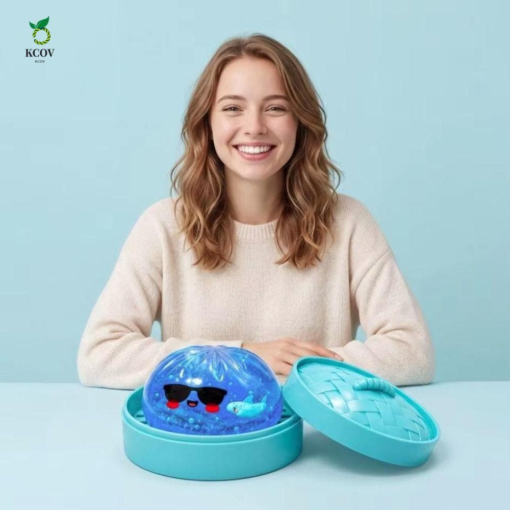 KCOV Dumpling Squishes , Resiliência Lenta Fidget Squeeze Glitter Shark Dumplings Squishy Toy , Com Vaporizador