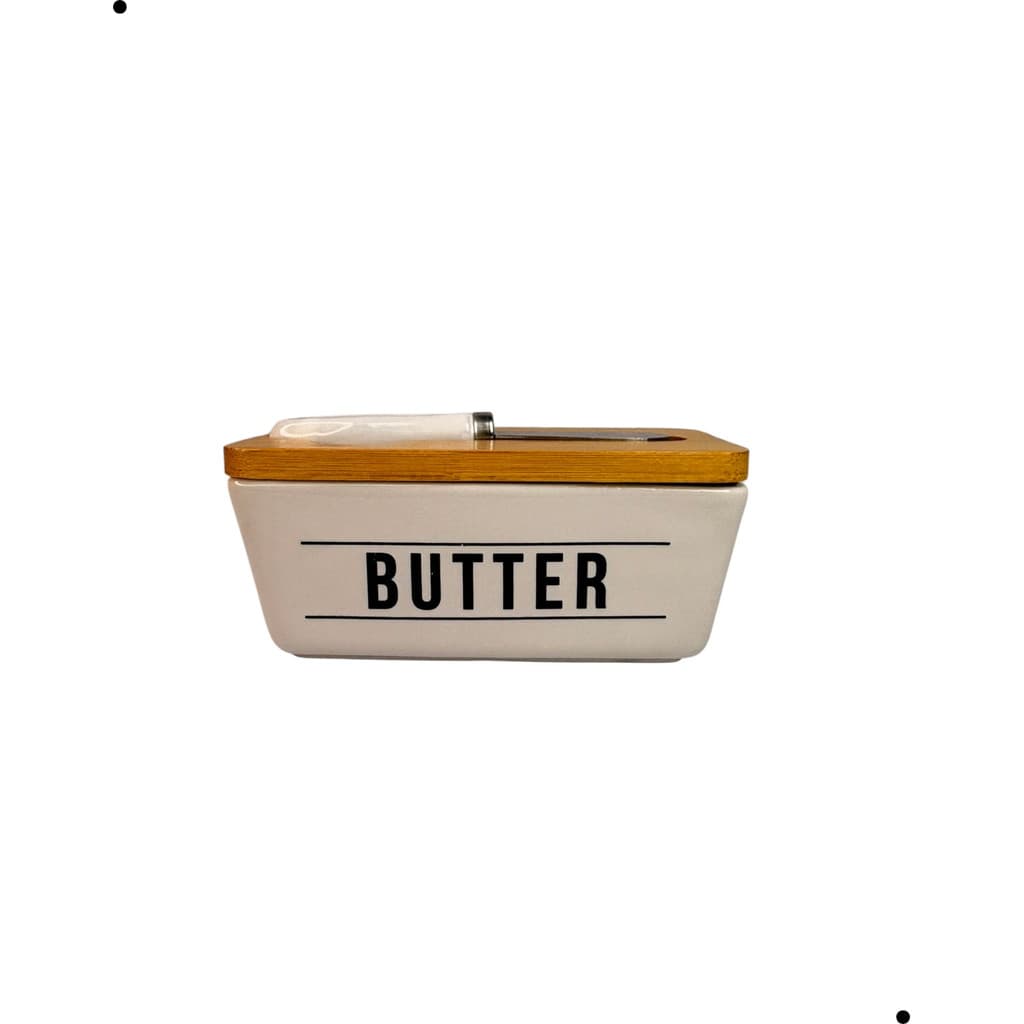 Manteigueira Manhattan Branca 400Ml Elegante Moderna Tampa Plástica Mesa Café Cozinha Servir