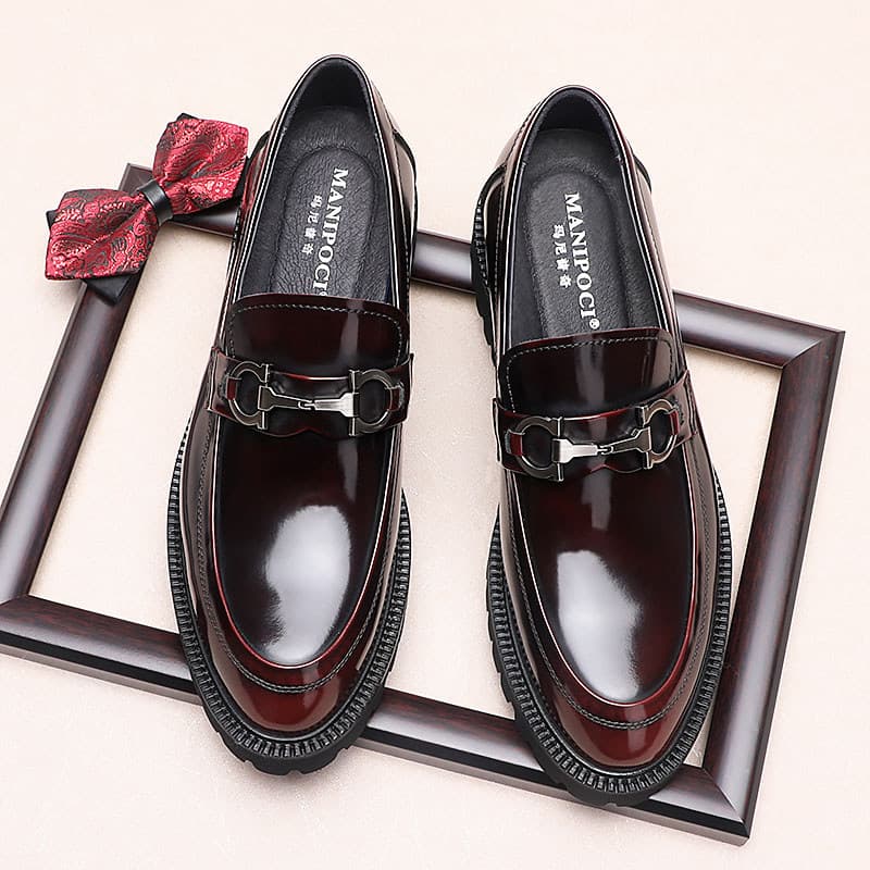 Sapatos masculinos de couro da moda couro genuíno Casual versão coreana brilhante couro envernizado britânico estação eu